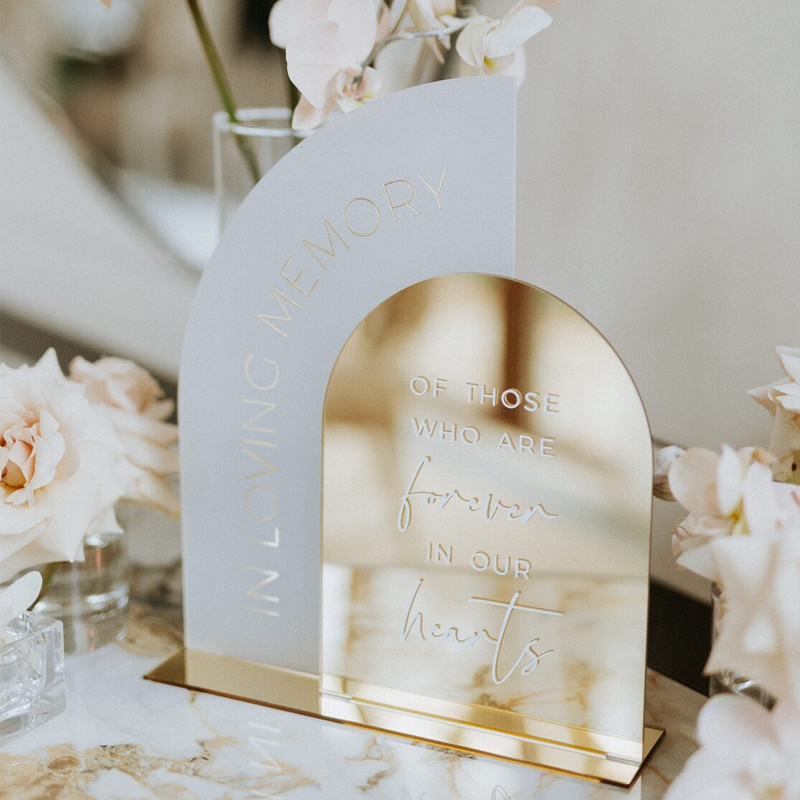 Table Number Gold - علامة تذكارية مرآة ذهبية ، ديكور