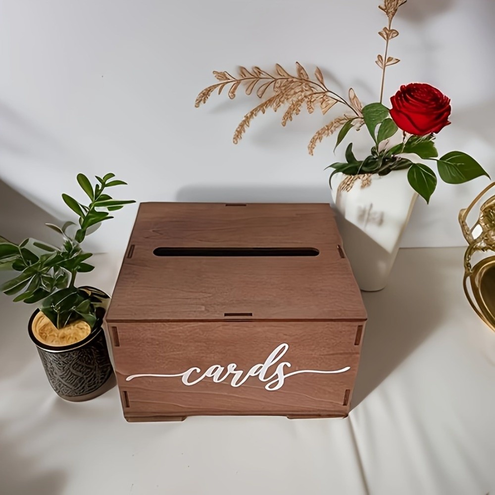 Wedding Card Box - صندوق بطاقات زفاف خشبي جديد مزخرف