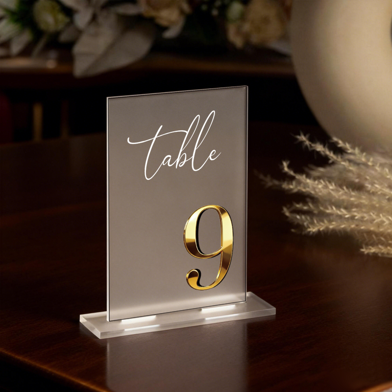 Table Number Gold - أرقام طاولات من الأكريليك لتزيين طاولات
