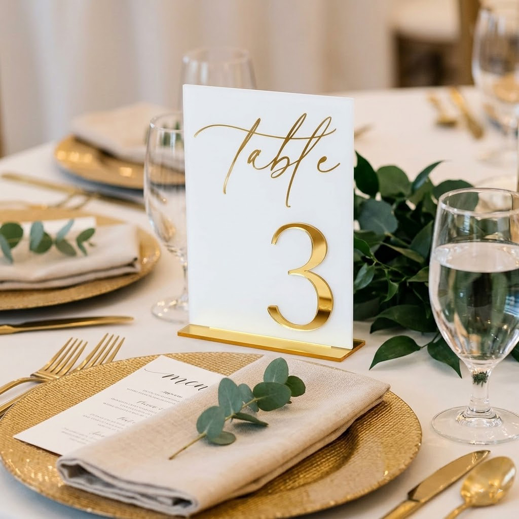 Table Number Gold - أرقام طاولات الزفاف من 1 إلى