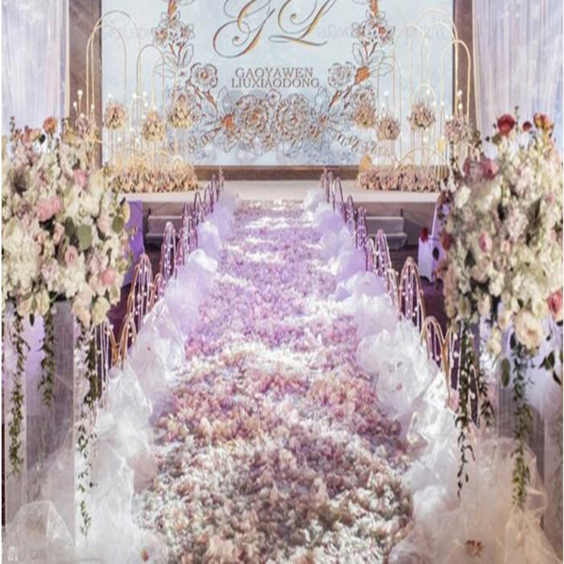 Aisle Runner White - زينة زفاف أنيقة بيضاء، خيط ثلجي
