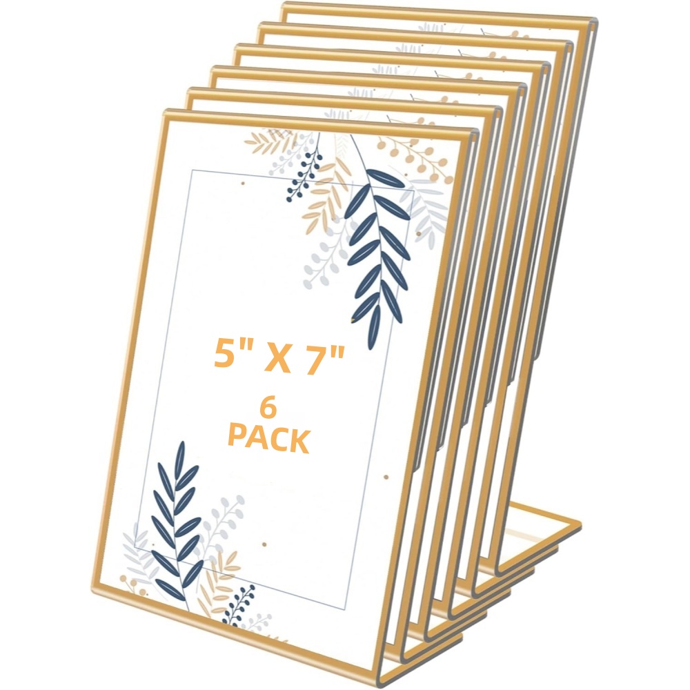 Table Number Gold - مجموعة من 6 إطارات صور ذهبية