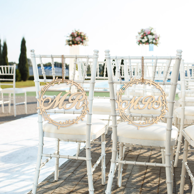 Wedding Supply Rentals - 2 قطعة كرسي خشبي الزفاف قلادة