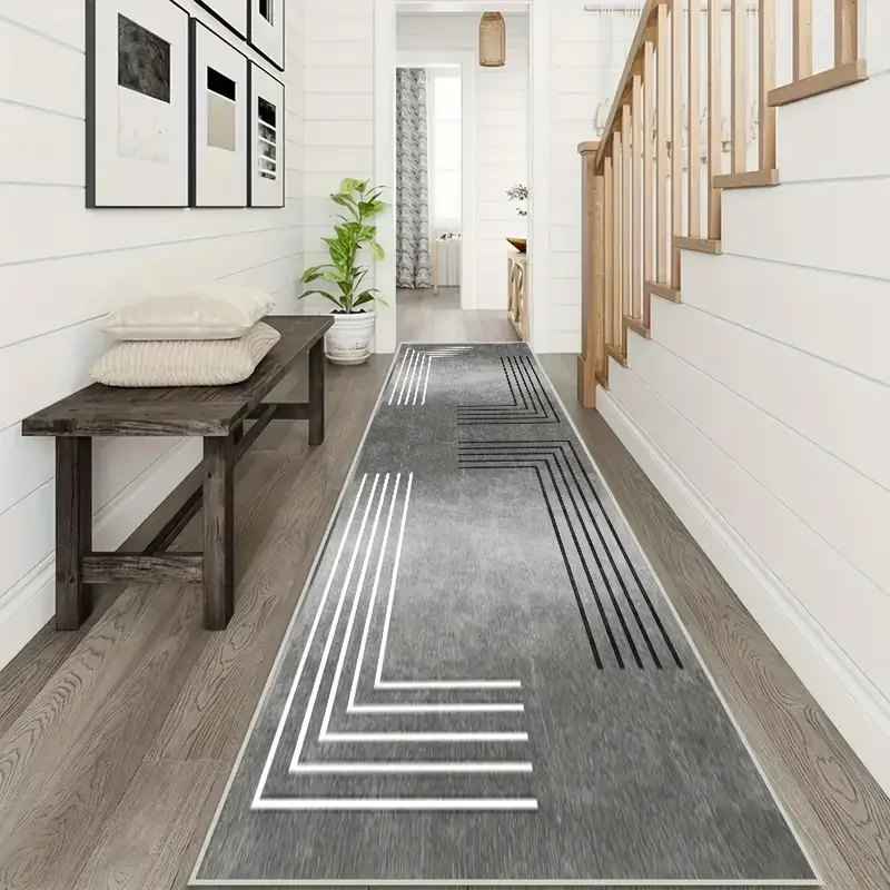 Aisle Runner White - سجادة ممر عصرية بتصميم هندسي مجرد