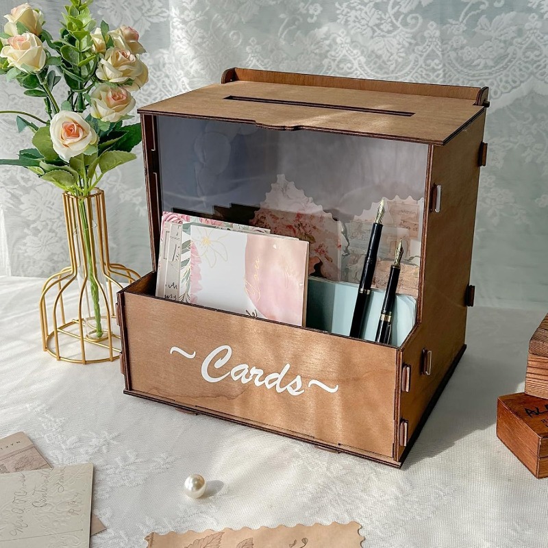صندوق تخزين خشبي يدوي الصنع لب - مراجعة Wedding Card Box وسعره