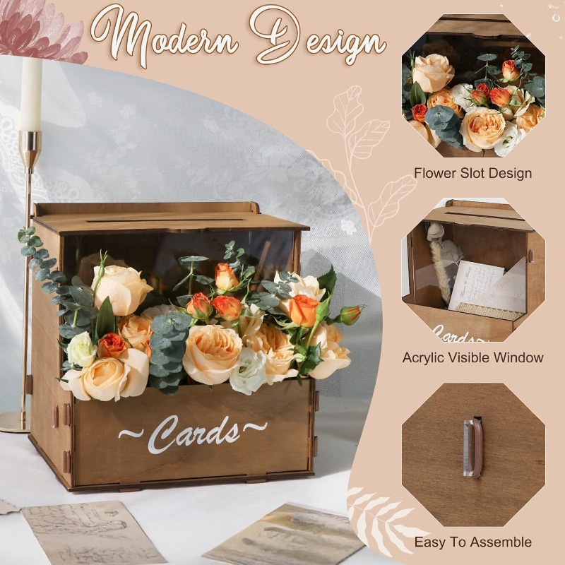 صندوق تخزين خشبي يدوي الصنع لب - مراجعة Wedding Card Box وسعره