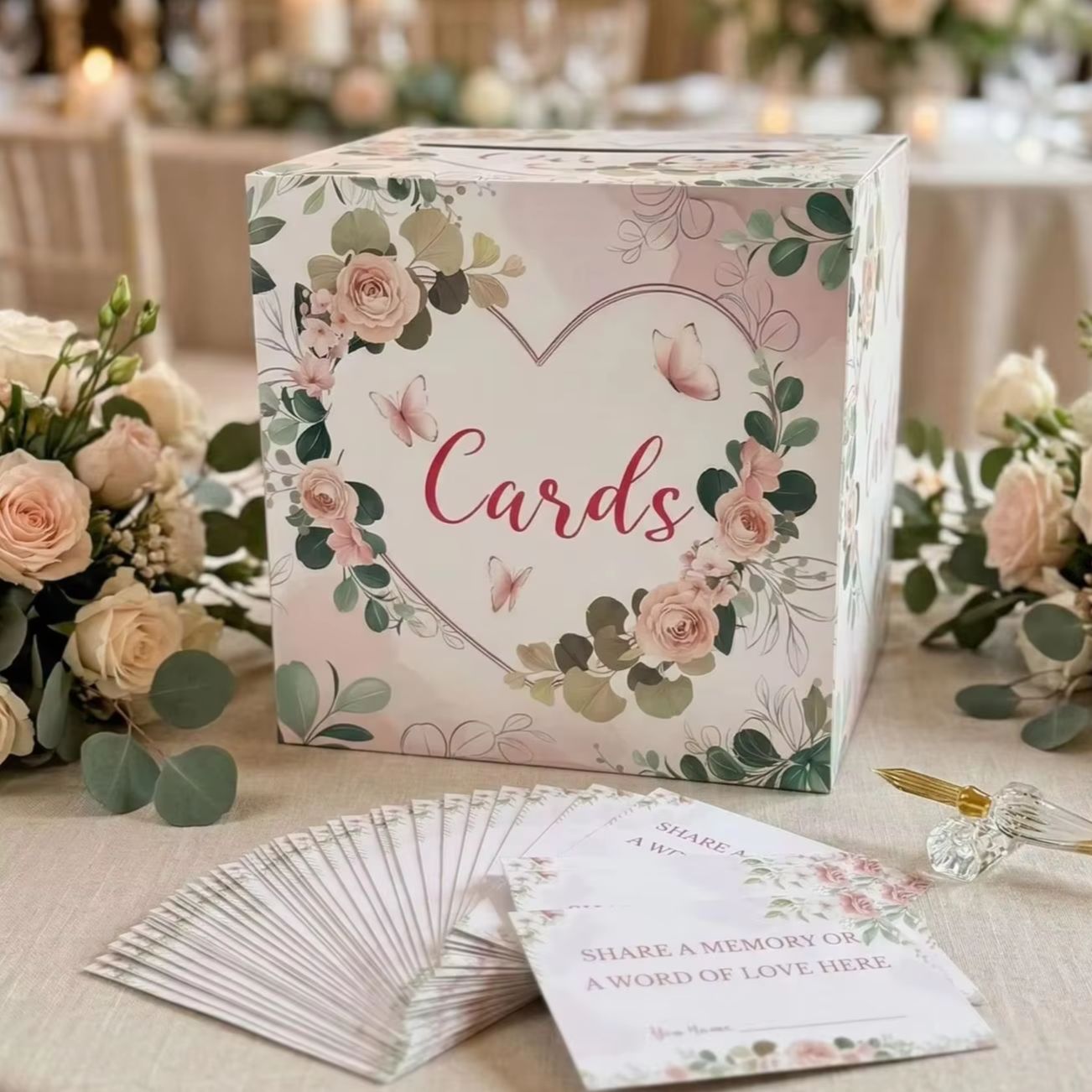 صندوق بطاقات زفاف أبيض بنقوش ز - مراجعة Wedding Card Box وسعره