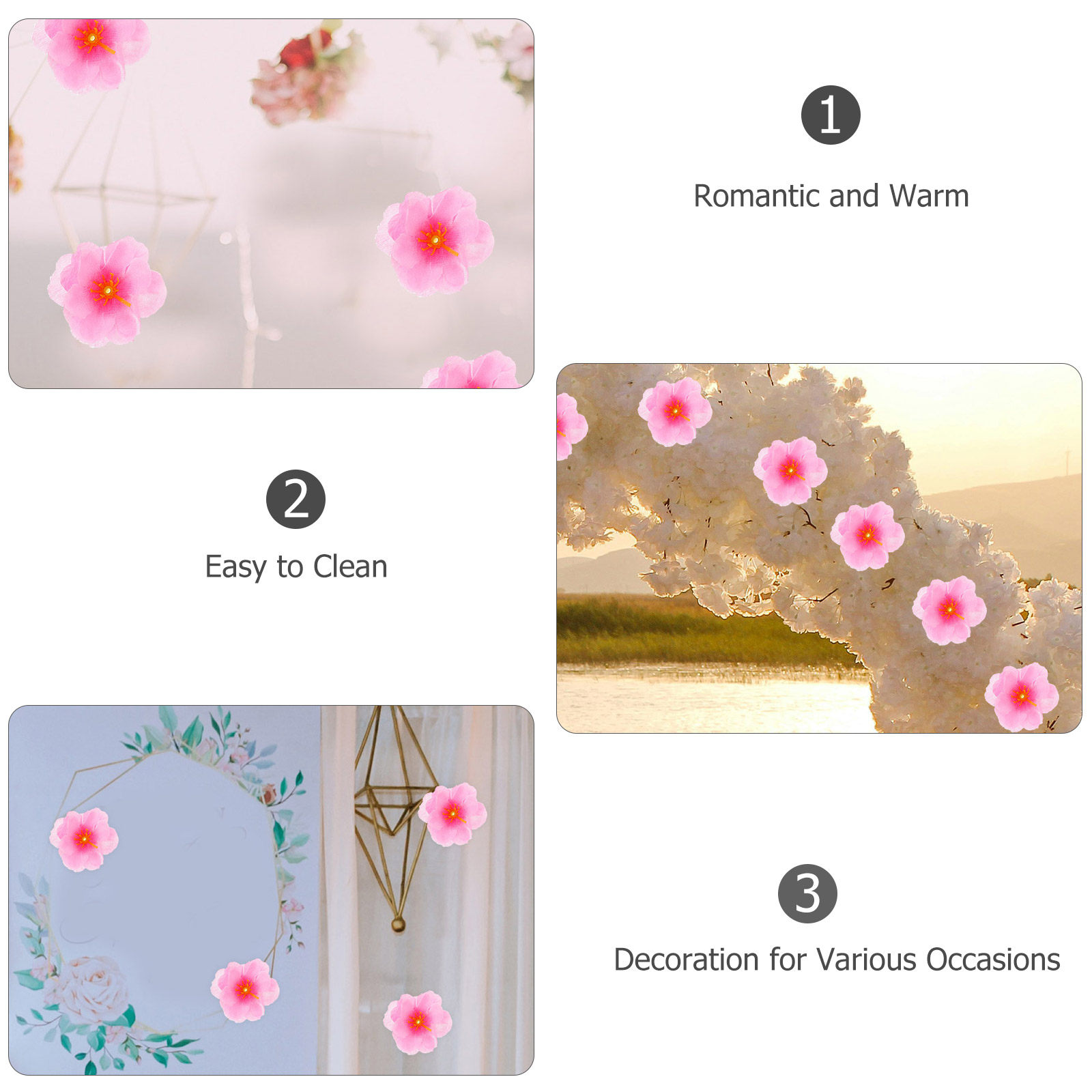 100 قطعة من زهور الكرز القماشي - مراجعة Wedding Decoration Supply وسعره