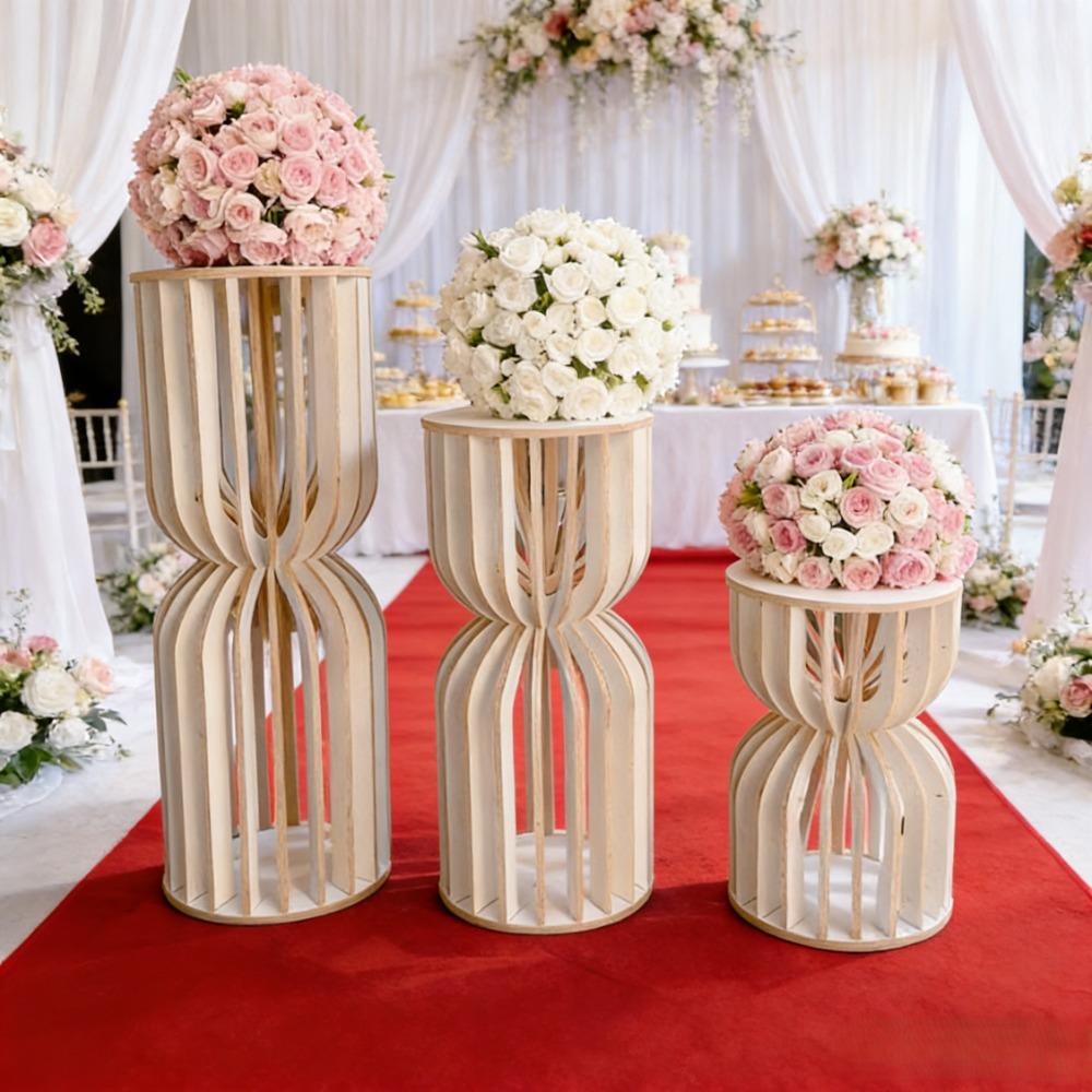 حامل زهور خشبي على شكل عمود رو - مراجعة Wedding Supply Rentals وسعره