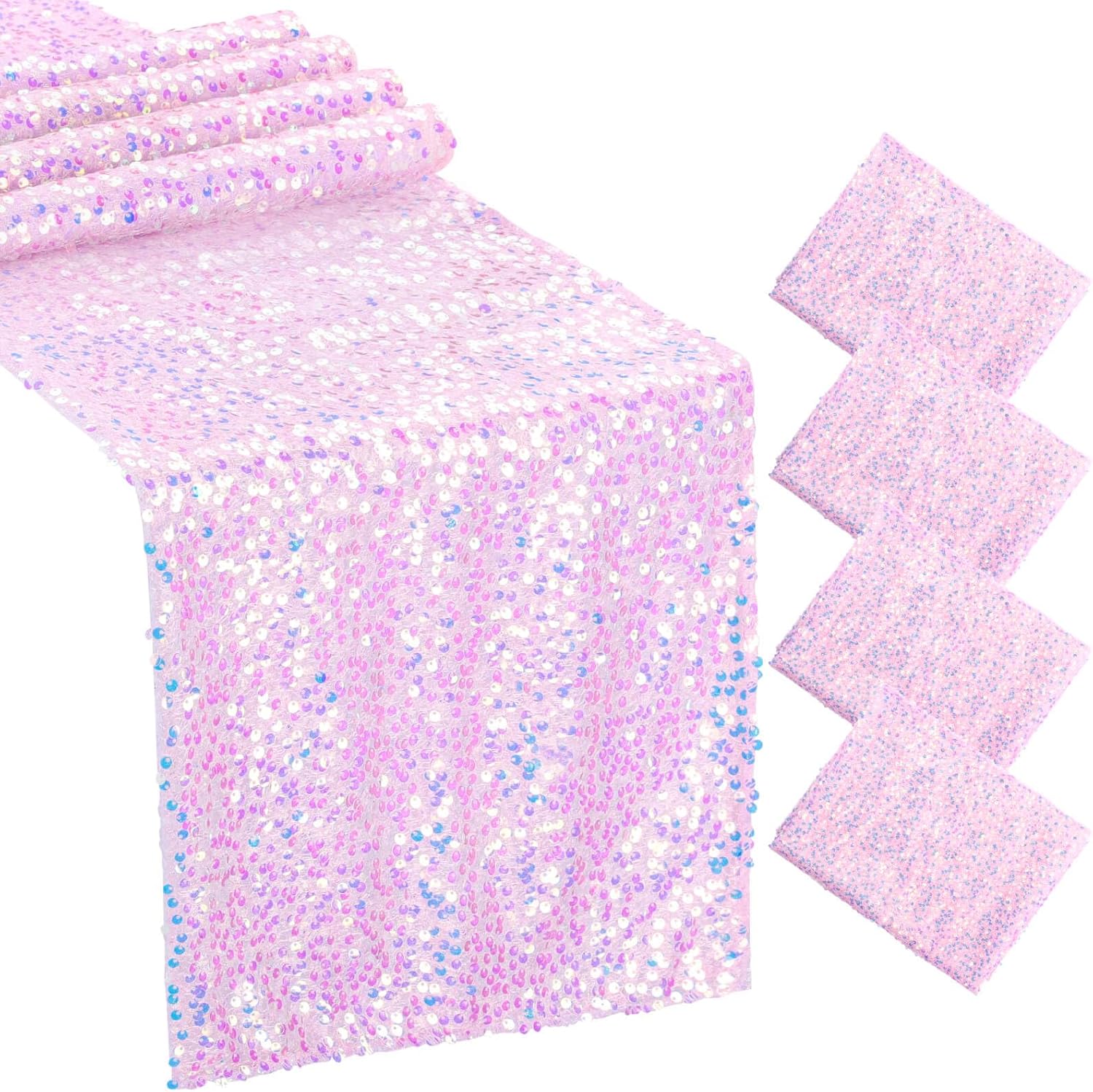 4 قطع من مفارش الطاولة الوردية - مراجعة Table Runner Sequin وسعره