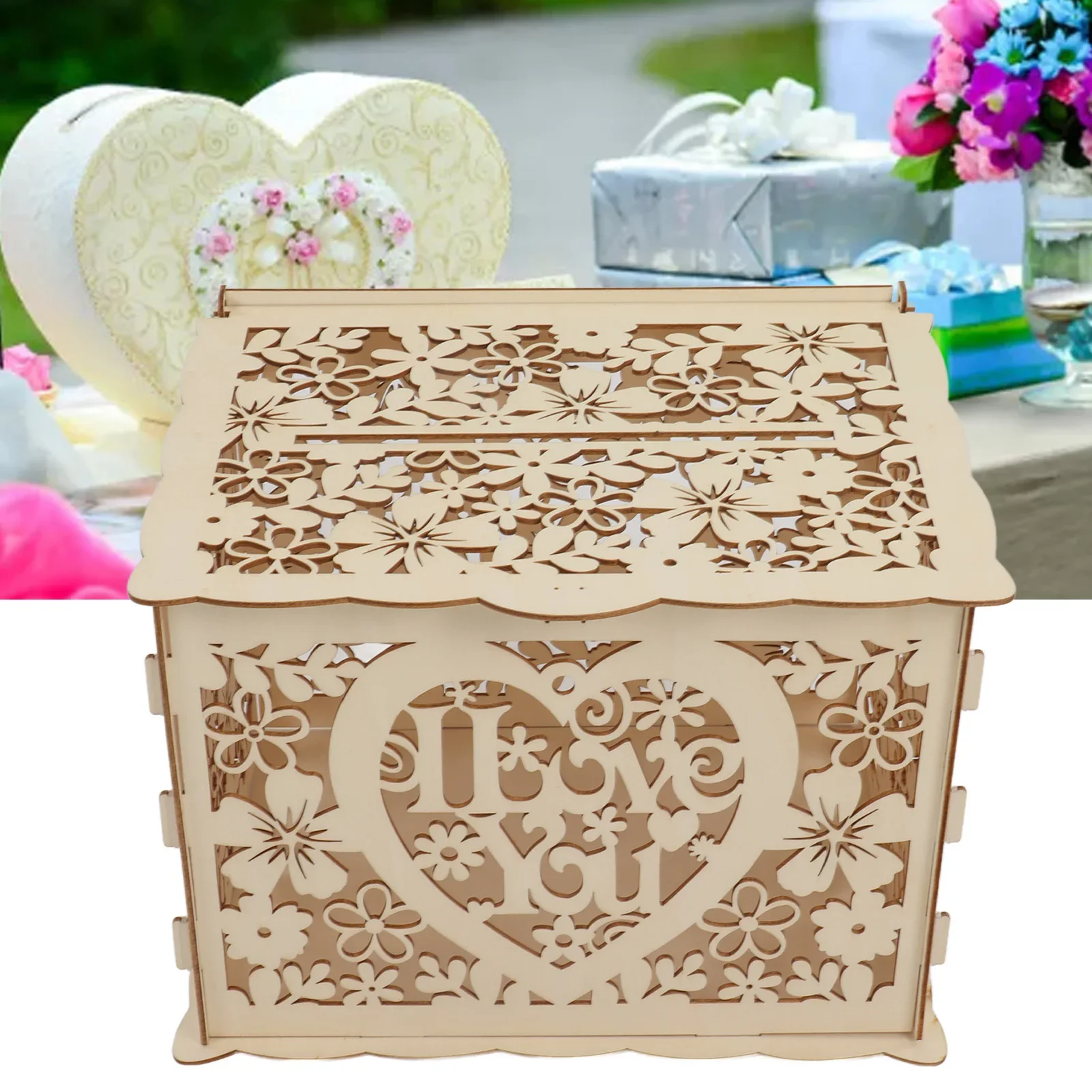 ديي هدية خشبية جوفاء مربع ، حا - مراجعة Wedding Card Box وسعره