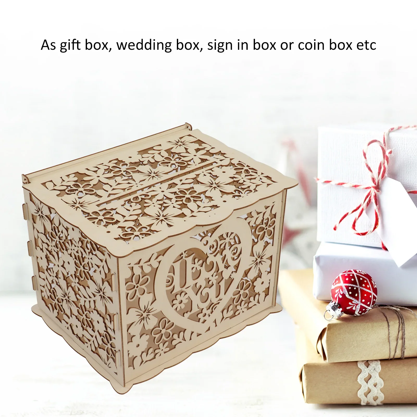 ديي هدية خشبية جوفاء مربع ، حا - مراجعة Wedding Card Box وسعره
