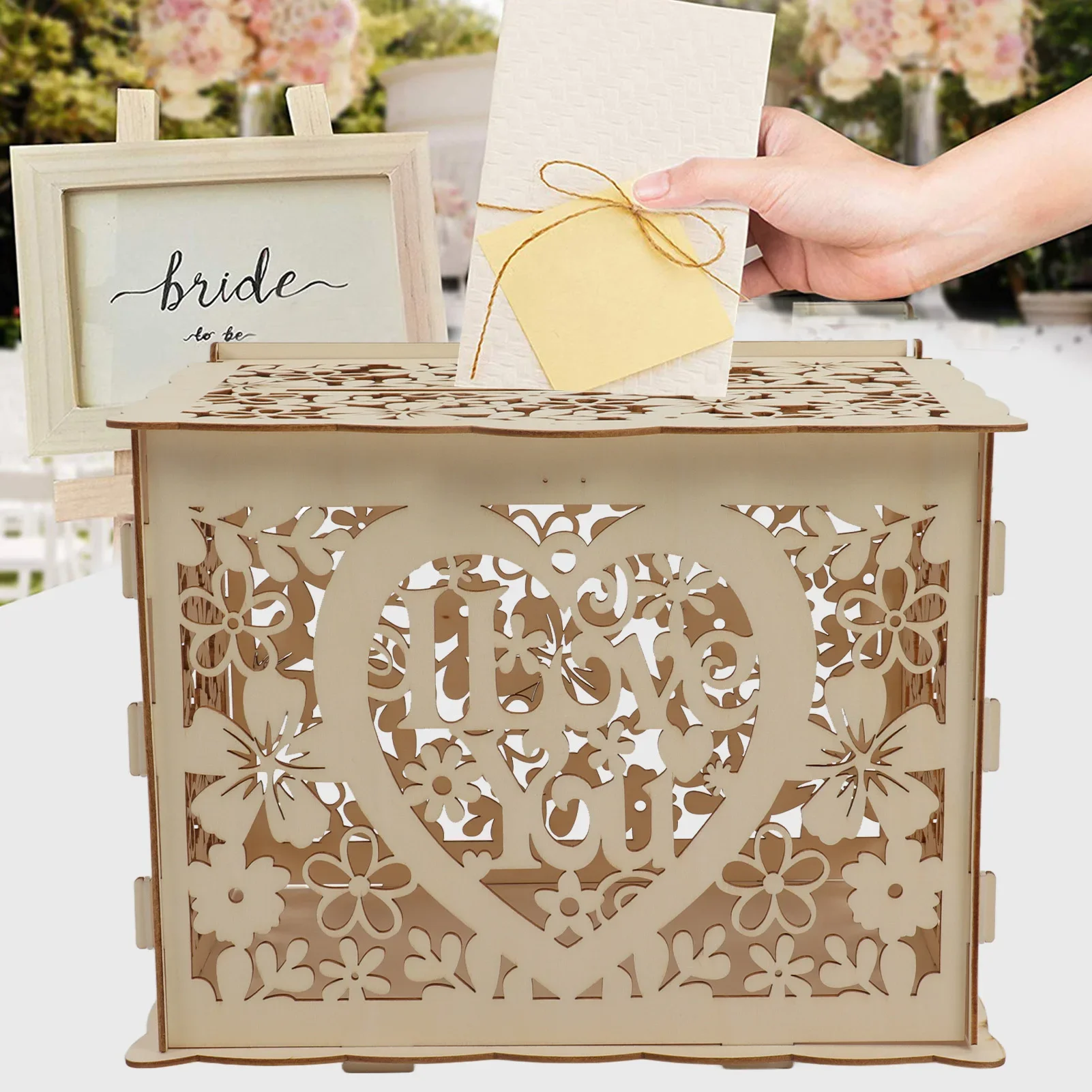 ديي هدية خشبية جوفاء مربع ، حا - مراجعة Wedding Card Box وسعره