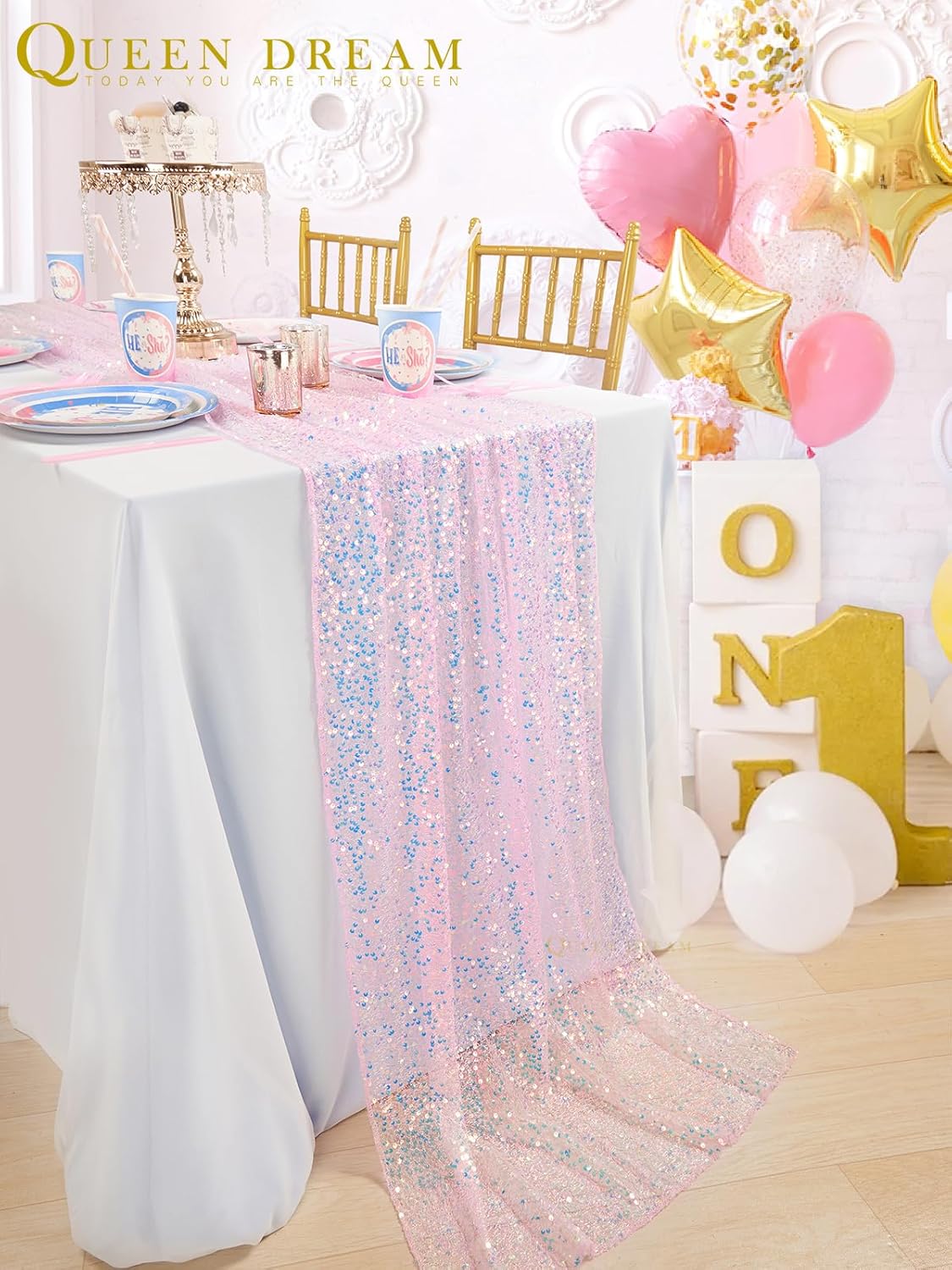 مفرش طاولة بترتر قزحي الألوان  - مراجعة Table Runner Sequin وسعره